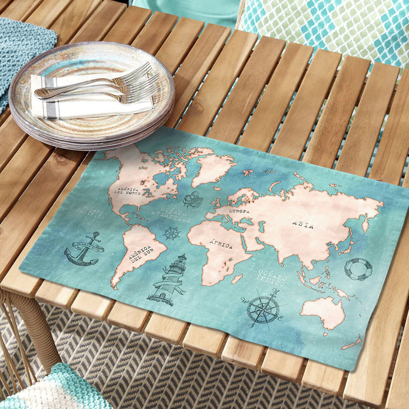 Mantel Individual Mapa Aqua
