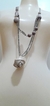 Colar vintage longo prata e bege - loja online