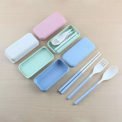 Set Juego Estuche Cubiertos Fibra De Trigo Eco Desmontables - Oasis Online