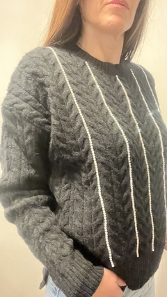 Sweater negro con strass - comprar online