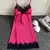 Vestido noturno sexy de seda feminino, mini vestido com retalhos de renda, cinta - loja online