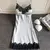 Vestido noturno sexy de seda feminino, mini vestido com retalhos de renda, cinta - comprar online