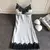 Vestido noturno sexy de seda feminino, mini vestido com retalhos de renda, cinta na internet