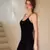 Camisola de seda sólida com decote em o feminino, pijamas sexy, lingerie macia