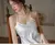 Camisola de seda sólida com decote em o feminino, pijamas sexy, lingerie macia - MegaMixSell