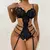 Conjunto de Lingerie Sexy feminino, bodysuits crotchless, Sling Patchwork, suti? na internet