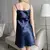 Sexy vestido de cetim de seda das mulheres, Nighties sem mangas, camisola V-Neck