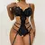 Conjunto de Lingerie Sexy feminino, bodysuits crotchless, Sling Patchwork, suti? - MegaMixSell