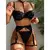 Conjunto de lingerie sexy feminino, roupa interior floral com renda, sutiã oco - MegaMixSell