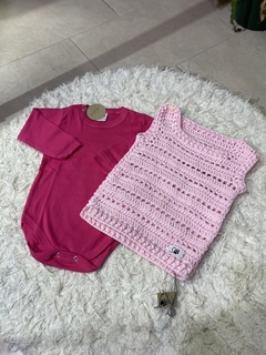 Chalequito rosa enrejado - comprar online