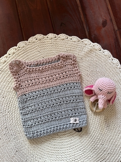 Chalequito rayado rosa y celeste