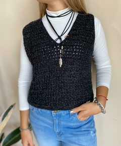 Chaleco negro jaspeado - comprar online