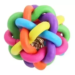 Pelota para mascotas de colores con sonajero trenzado 7cm diámetro.