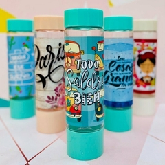 BOTELLA DOUBLE TAPA A ROSCA 750ml CON COMPARTIMIENTO DECO