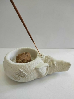 SAHUMADOR GANESHA CEMENTO 15x9cm CON PORTA SAHUMERIOS
