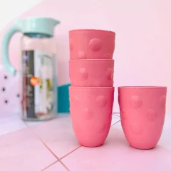 SET 4 VASOS PVC CON LUNARES - UnayMil Cosas