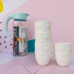 SET 4 VASOS PVC CON LUNARES