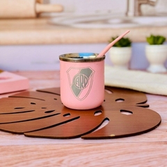 MATE BOMBE TERMICO DOBLE CAPA DE ACERO ROSA SIN BOMBILLA EQUIPOS