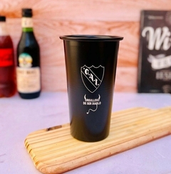Vaso Fernet/Cerveza de un Litro de Aluminio Grabado Artesanal Futbol