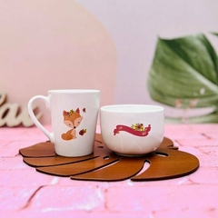 Imagen de SET INFANTIL DE TAZA CÓNICA DE CERÁMICA + CUENCO EN CAJA