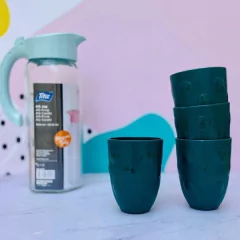 SET 4 VASOS PVC CON LUNARES - tienda online