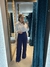 Calça Pantalona de Linho Azul marinho