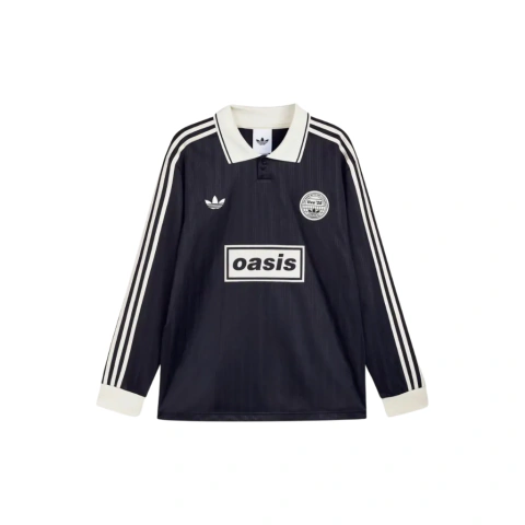 Oasis x adidas Camiseta Long Sleeve Tour Jacquard Stripe Black Cream White