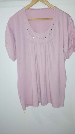 Remera Rosa Amplia-con Aplique -usada - Impecable