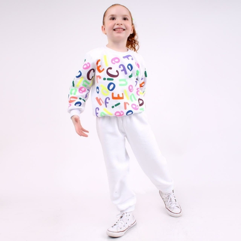 Conjunto Moletom Infantil - Branco off white