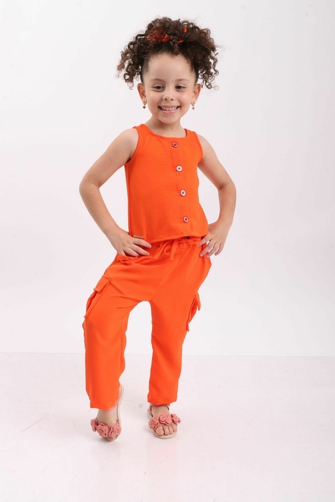 Conjunto Calça e Regata Infantil - Laranja - comprar online