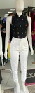 Blusa canelada com pedraria