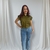 CAMISA SEMI CROPPED FEMININA COM BOTÃO - Nicinhafashion