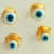 Dupla de Brincos Olho Grego Redondo Azul Claro Banhado a Ouro 18k