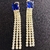 Brinco Carré 10x10 Blue Sapphire com Franja - Banhado a Ouro 18k