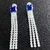 Brinco Carré 10x10 Blue Sapphire com Franja - Banhado a Prata na internet