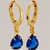 Brinco Argolinha Articulável com Gota 6x8 Azul - Banhado a Ouro