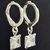 Brinco Argolinha Articulável com Carré 6x6 Cristal - Banhado a Prata - comprar online
