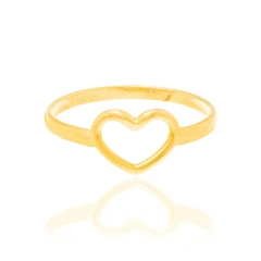 Anel Rommanel folheado a ouro 18k com coração vazado Cód. 512711 - comprar online
