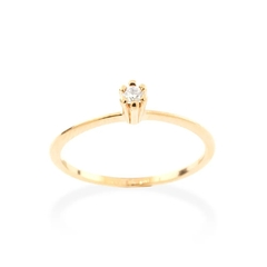 Anel solitário Rommanel banhado a ouro 18k com zircônia Cód. 512180 - comprar online