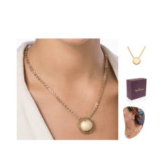 Colar Rommanel pingente esfera borda ondulada chique 532584