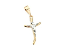Pingente Rommanel folheado a ouro cruz curva 540328