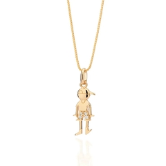 Pingente Rommanel menino banhado ouro 18k dia das mães pedra 542920 - Coutinho Joias Folheadas Rommanel