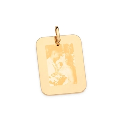 Medalha Rommanel retangular lisa para personalizar folheada a ouro 18k Cód. 542774 - Coutinho Joias Folheadas Rommanel