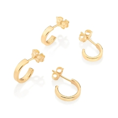 Kit brinco Rommanel meia argolas folheado a ouro 18k Cód. 527014 - comprar online