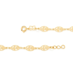 Pulseira Rommanel folheada a ouro 18k com flores Cód. 551221 19cm - comprar online