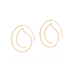 Brinco argola grande folha folheado a ouro Rommanel 527112 - comprar online
