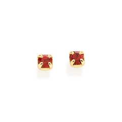 Brinco solitário infantil folheado a ouro com cristais vermelho tarraxa baby bebe 527090 - comprar online