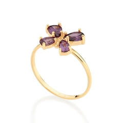 Anel Rommanel borboleta folheado a ouro com zircônias 513279 - comprar online