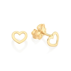Brinco Rommanel segundo furo coração folheado a ouro 526929 - comprar online