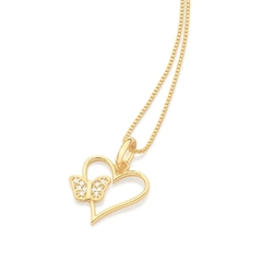 Pingente Rommanel coração com borboleta folheado a ouro com zircônias 542656 - comprar online
